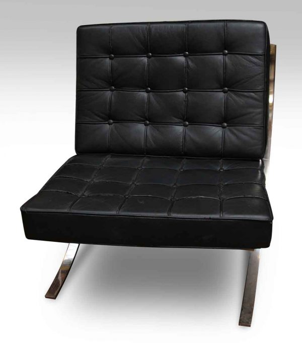 Black Leather Barcelona Style Chair
