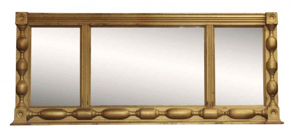 Victorian Three Part Gold Painted Wood Mirror
