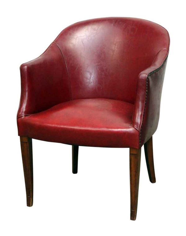 Red Studded Leather Like Chair
