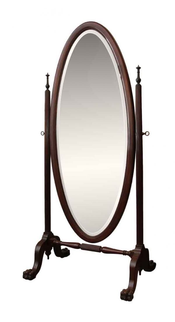 Cheval Mirror with Beveled Glass with Claw Feet