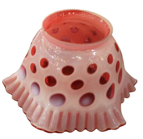 Cranberry Glass Shade with Ruffled Edges