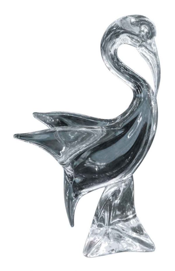 Signed Art Glass Heron Sculpture