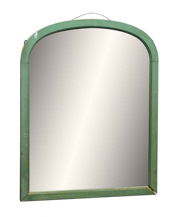 Green Arched Wood Framed Mirror