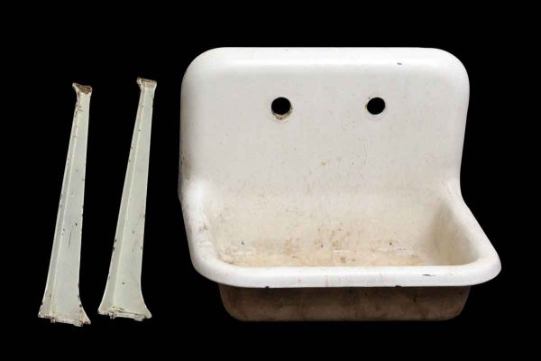 White Salvaged Wall Sink with Legs