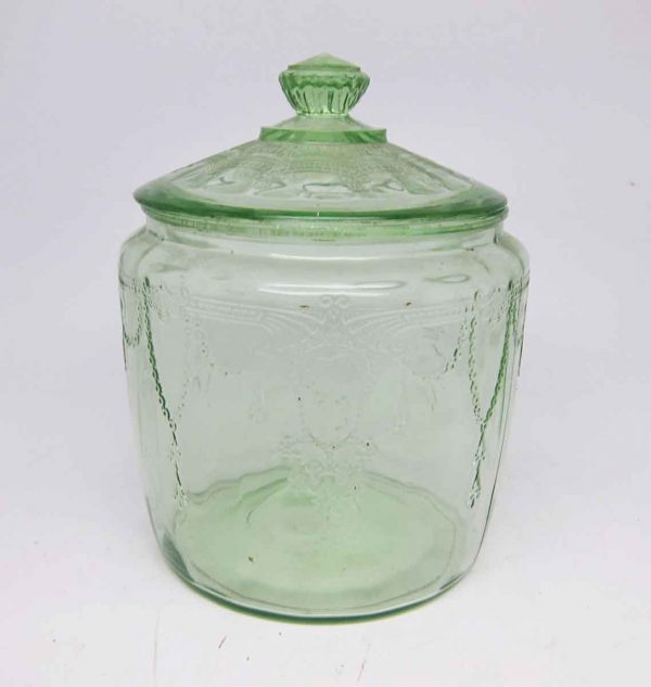 Clear Light Green Vintage Glass Jar with Lid