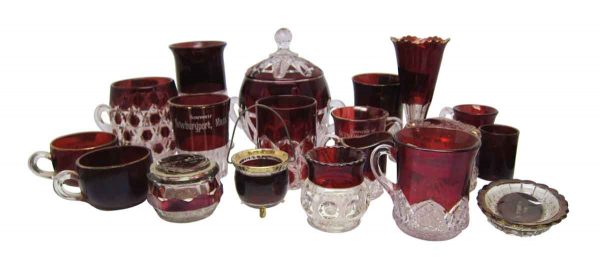 Red Ruby Flashed Souvenir Glassware