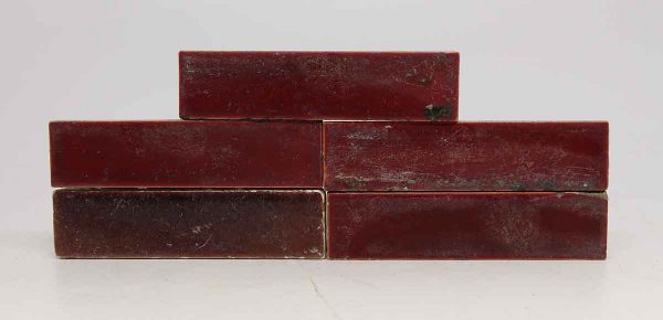 Set of Five Deep Red Tiles