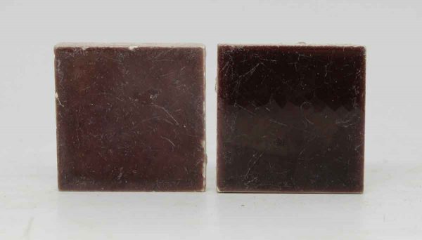 Pair of Small Square Burgundy Tiles