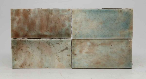 Set of Four Crackly Brown & Blue Mix Tiles