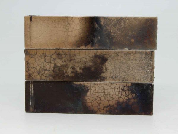 Set of Three Crackled Brown Iridescent Tiles