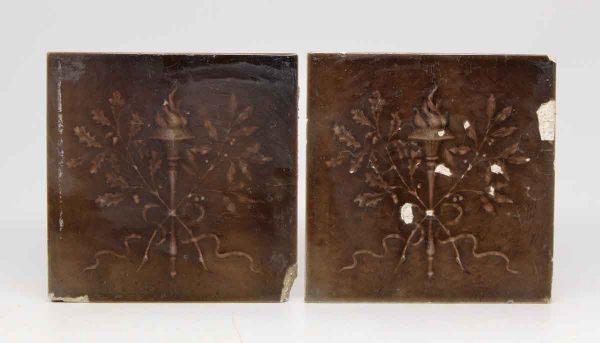 Set of Two Brown Torch Tiles
