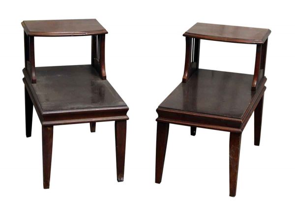 Pair of Wooden Two Tiered End Tables