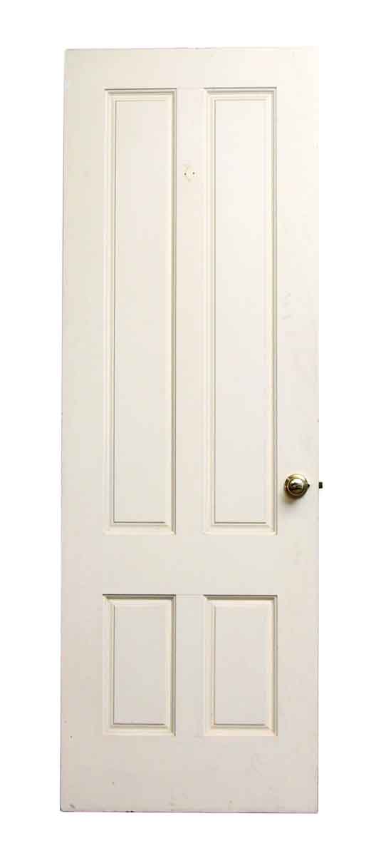 Wooden White Doors with Four Vertical Panels and Hardware