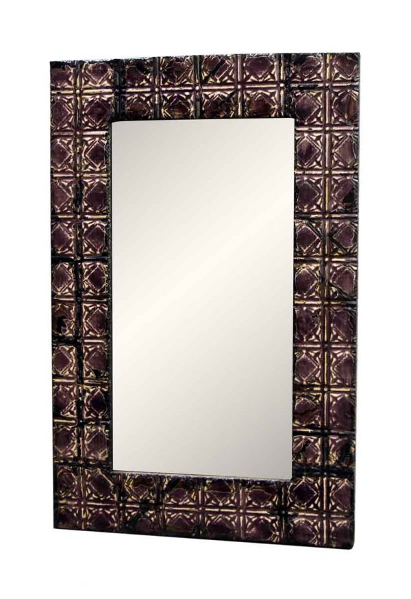 Purple Tin Mirror with Square Design
