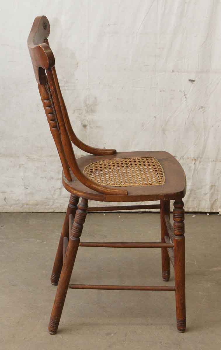 Pair of Carved Wood Chairs with Wicker Seat | Olde Good Things