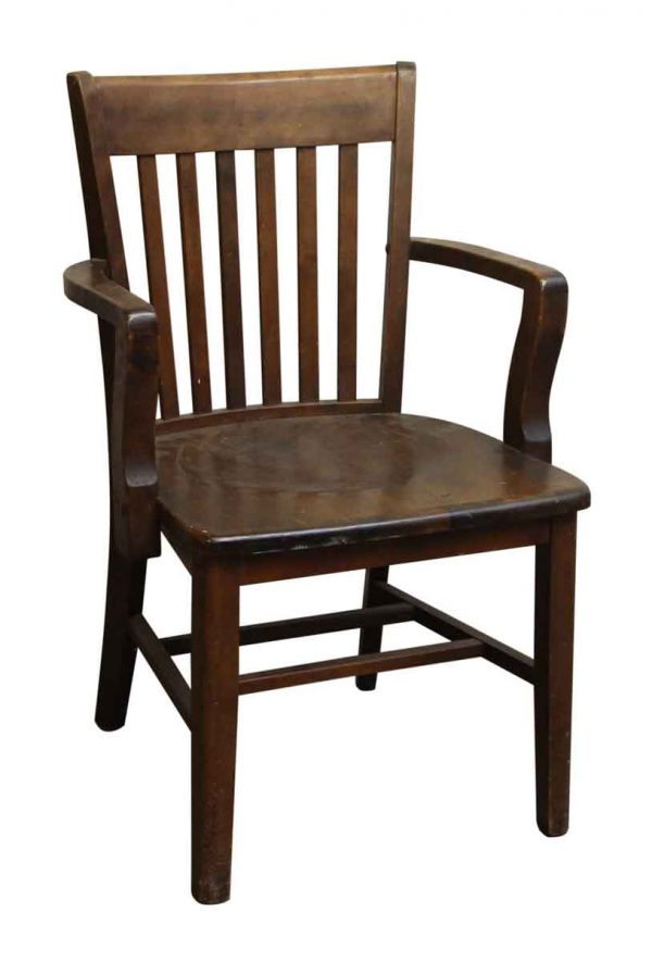 Dark Stained Wood Bankers Chair