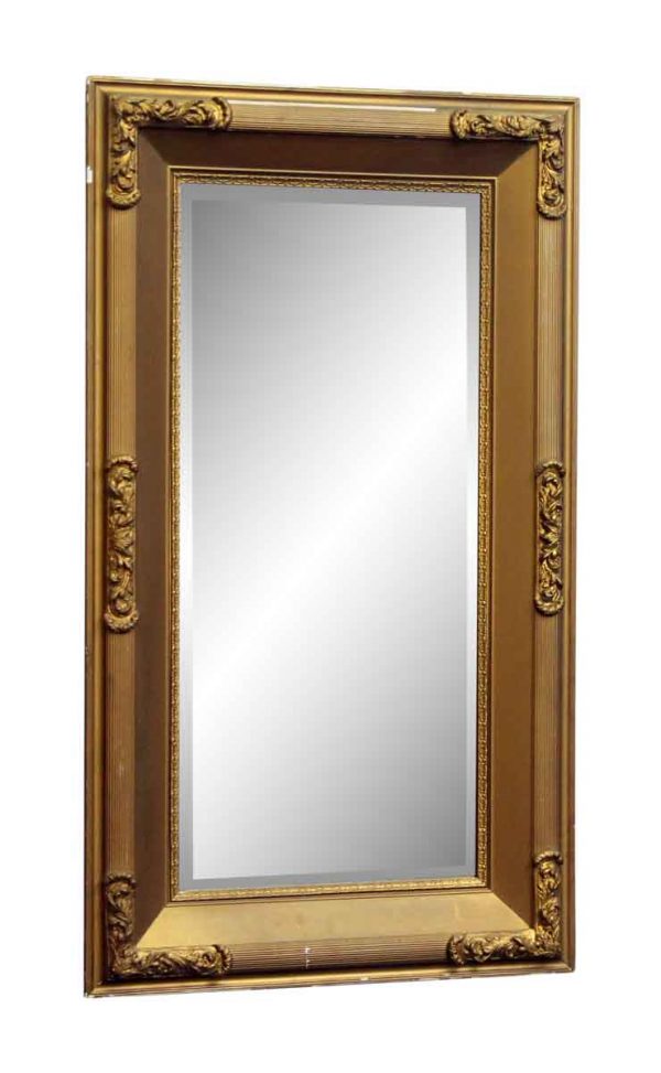 Gold Painted Wood Mirror with Beveled Glass