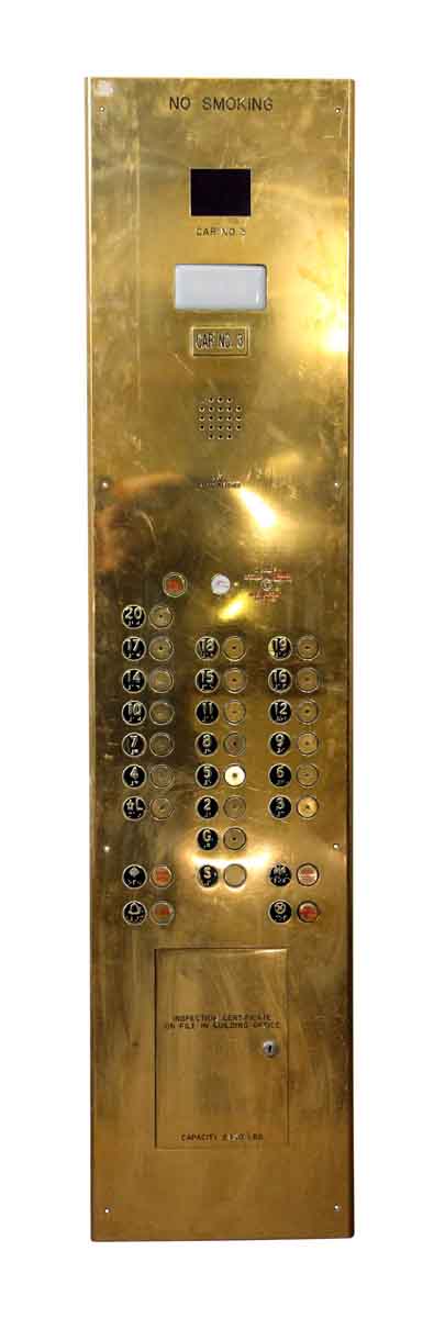 Long Brass Elevator Button Indicator Unit
