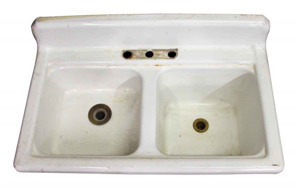 White Porcelain Sink with Two Basins