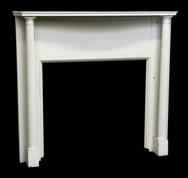 White Wood Mantel with Columns