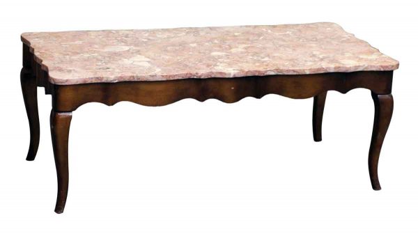 French Provincial Coffee Table with Rose Marble Top