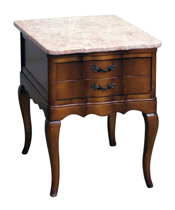 French Provincial Night Stand with Rose Marble Top