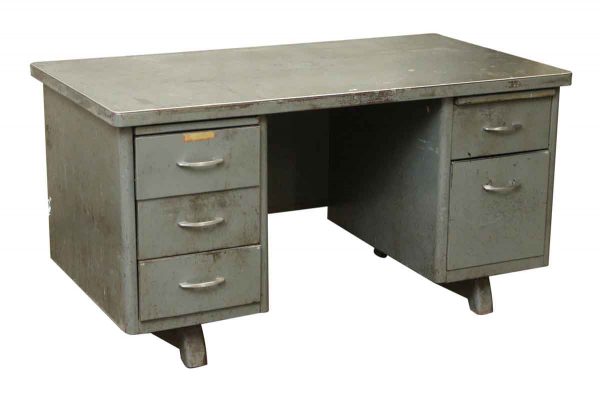 Steel Tanker Desk with Five Drawers