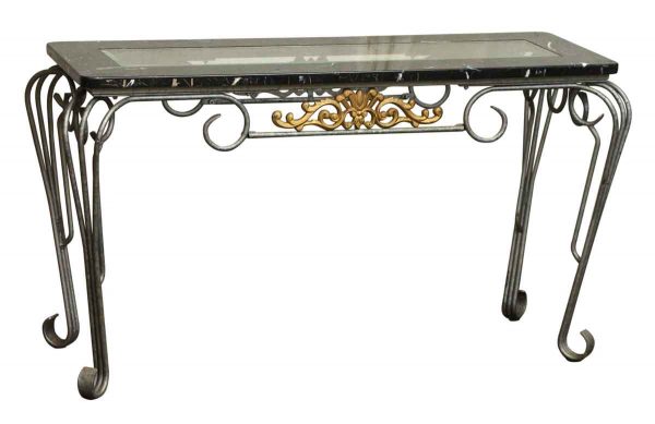 Metal Console Table with Beveled Glass Insert