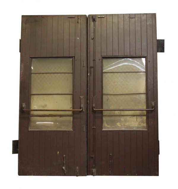 Wooden Barn Style Doors with Single Glass Panel