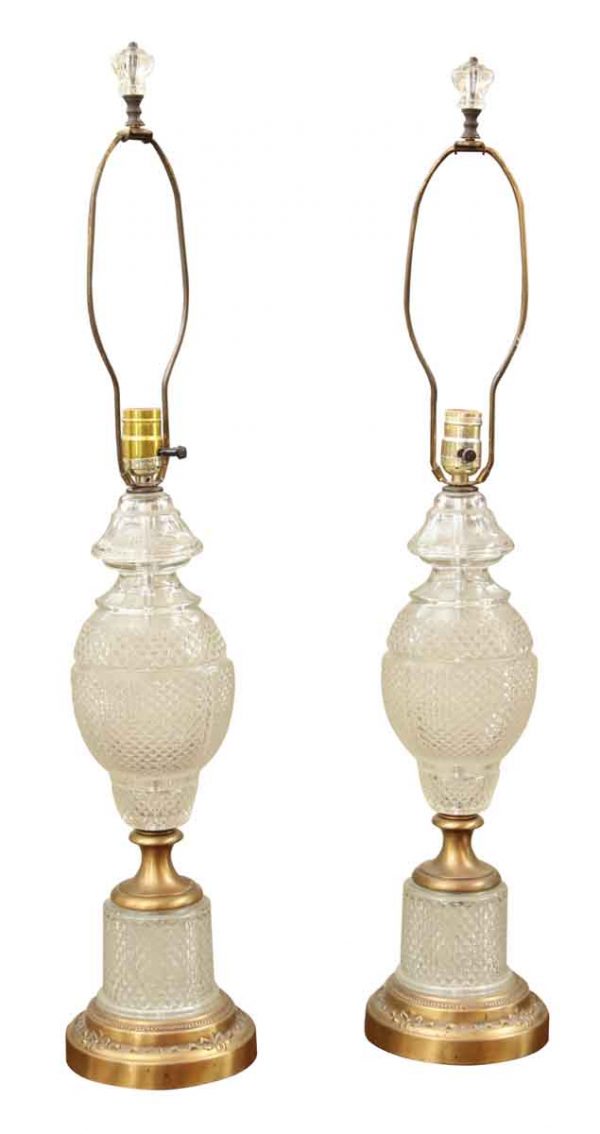 Pair of Vintage Cut Glass Table Lamps