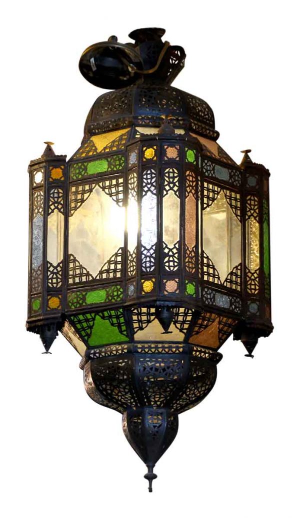 Eastern Stained Glass Pendant Lantern Light