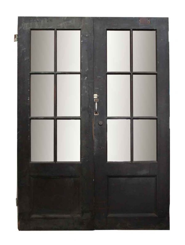 Pair of Wood Doors with Six Glass Panels
