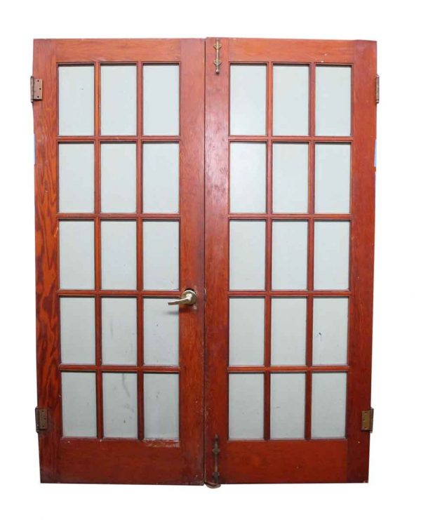 Pair of 15 Glass Panel Wood Doors