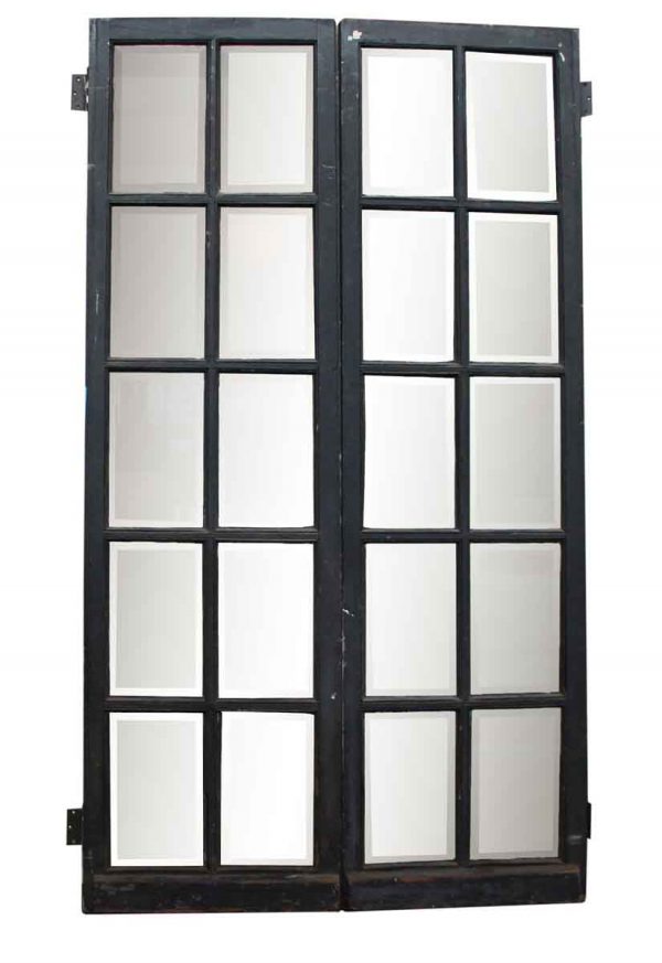 Pair of 10 Beveled Glass Panel Wood Doors