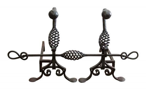 Pair of Decorative Arts & Crafts Forged Andirons