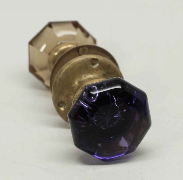 Purple and Amber Glass Knob Set with Mercury Bullet