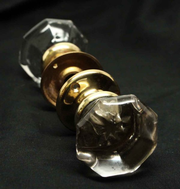 Glass Mercury Bullet Knob Set with Brass Rosettes