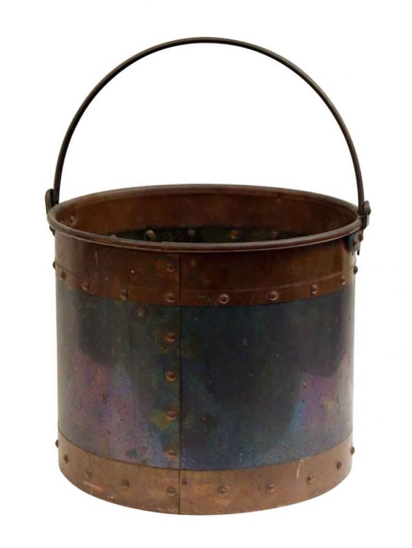 Studded Metal Bucket with Copper Band