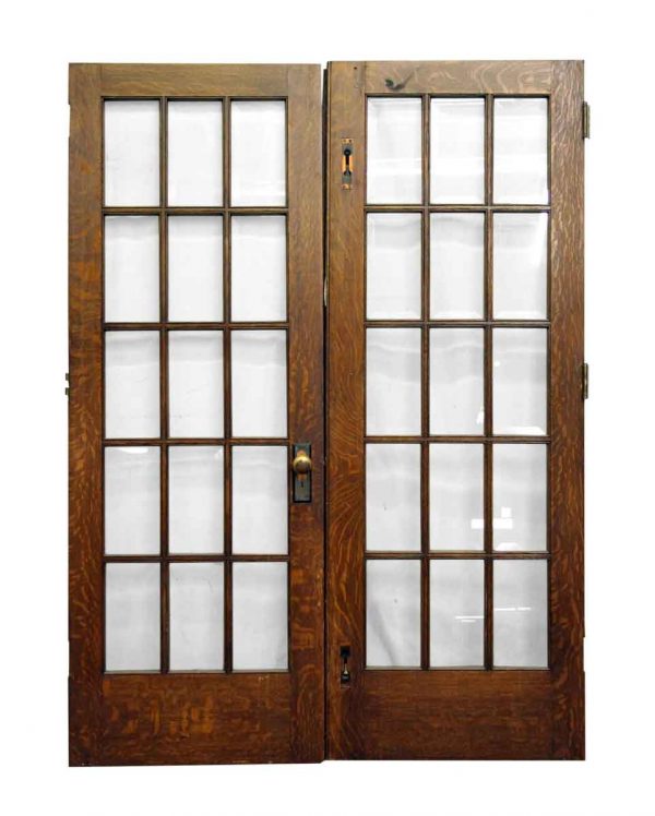 Pair of 15 Glass Panel Wooden Doors