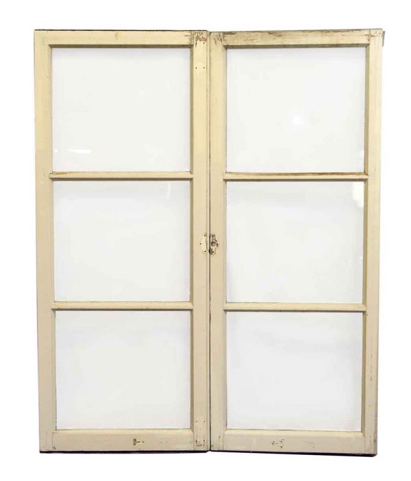 Pair of Windows with Wood Frame & Three Panes