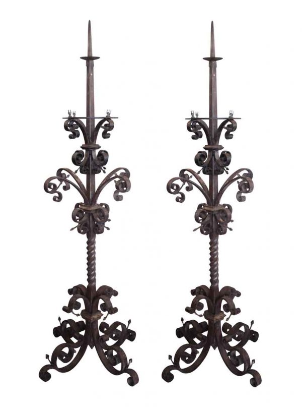 Pair of 19th Century Wrought Iron Candelabras