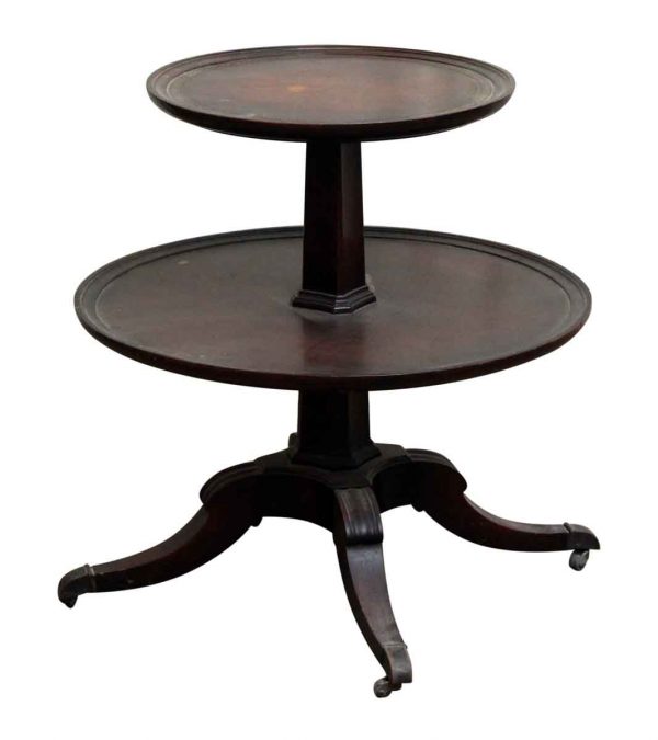Two Tiered Wooden Table with Wheels