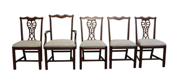 Set of Five Chairs with Gray Upholstery