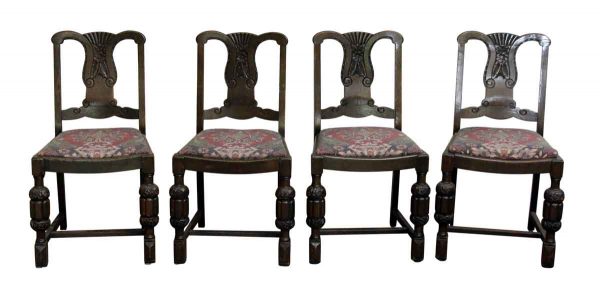 Set of Four Carved Wood Chairs