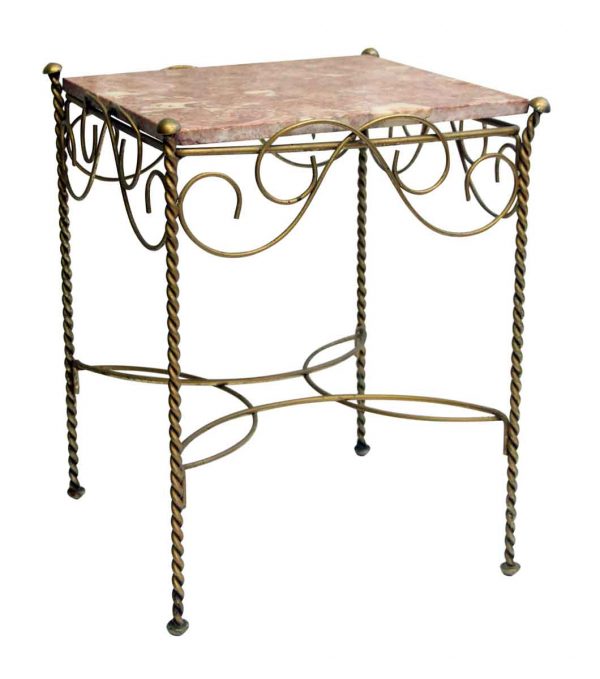 Small Marble Top Table with Wire Base