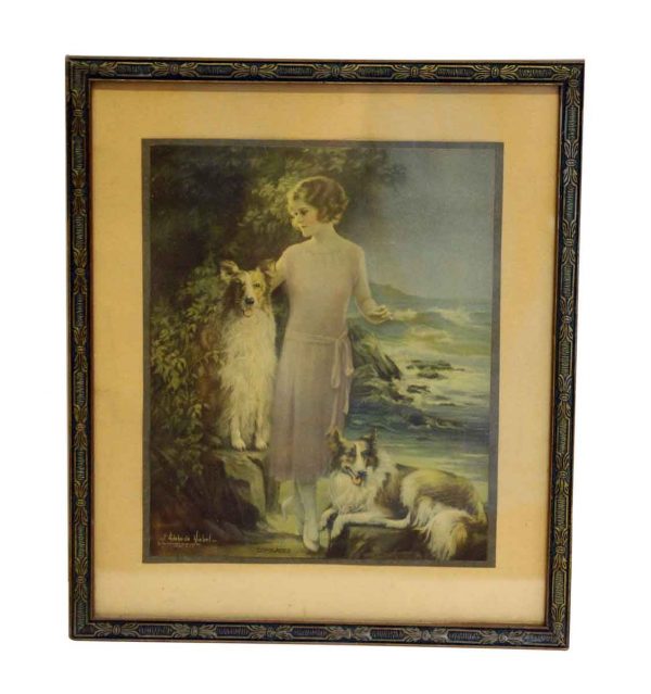 Framed Portrait of a Girl with Her Dogs