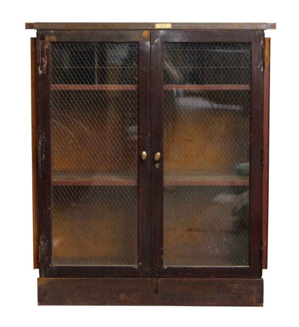 Metal Cabinet with Chicken Wire Glass Front