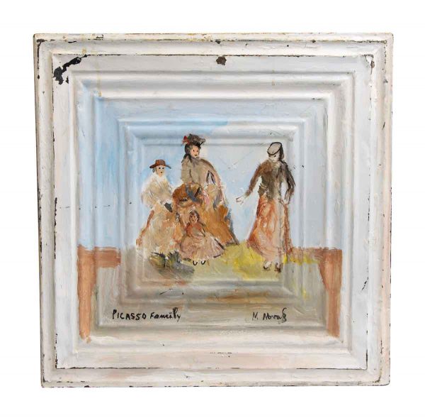 Painted Novak Tin Panel of the Picasso Family