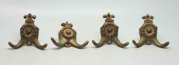Set of Four Victorian Double Hooks with Iridescent Patina