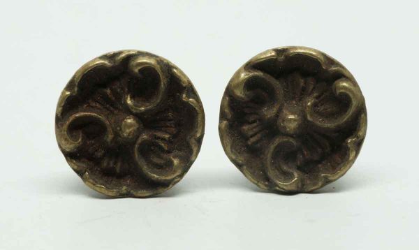 Pair of Small Decorative Brass Round Pulls